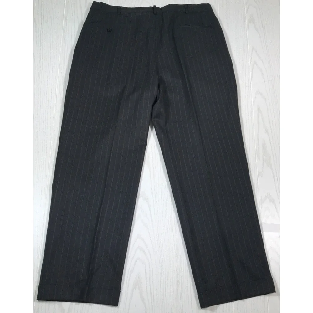 Vintage Bill Blass Pinstripe Suit 42R 34x29 Gray Wool 2 Button Made In USA 90s